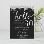 Invitation Fête d'anniversaire 30 ans Silver Glitter Drips (Debout devant)
