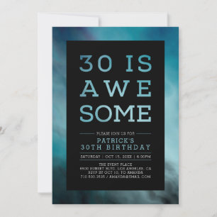 Invitation Fête d'anniversaire 30 ans Typography Moderne Teal