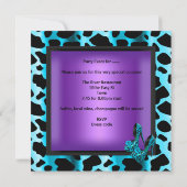Invitation Fête d'anniversaire 30 ans Violet Léopard Bleu sar (Dos)
