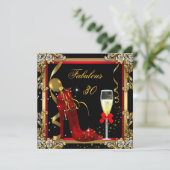 Invitation Fête d'anniversaire 30 Fabuleuse Or Rouge (Debout devant)