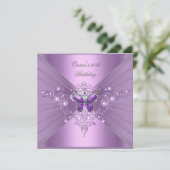Invitation Fête d'anniversaire 30e Lilac Pearl Purple Butterf (Debout devant)