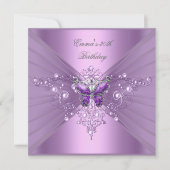 Invitation Fête d'anniversaire 30e Lilac Pearl Purple Butterf (Devant)