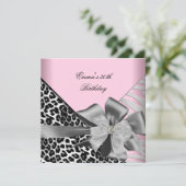 Invitation Fête d'anniversaire 30e Zebra Leopard rose noir (Debout devant)