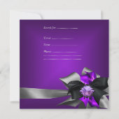 Invitation Fête d'anniversaire 30e Zebra violet noir gris arg (Dos)