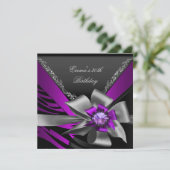 Invitation Fête d'anniversaire 30ème Zebra Purple Black Magen (Debout devant)