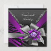 Invitation Fête d'anniversaire 30ème Zebra Purple Black Magen (Devant)