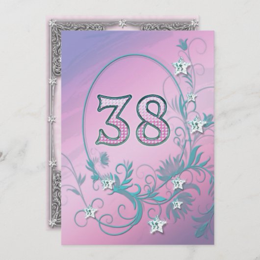 Invitation fête d'anniversaire 38 ans (Devant / Derrière)