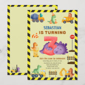 Invitation Fête d'anniversaire 3 ans Équipe de construction d (Devant / Derrière)