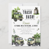 Invitation Fête d'anniversaire 3 ans Fun Garbage Recycle (Devant)