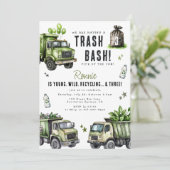 Invitation Fête d'anniversaire 3 ans Fun Garbage Recycle (Debout devant)