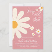Invitation Fête d'anniversaire 3 ans Retro desert daisy rose (Devant)