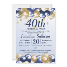 Fête d'anniversaire 40 ans Ballons dorés Navy