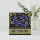 Invitation Fête d'anniversaire 40 ans Black and Gold (Debout devant)