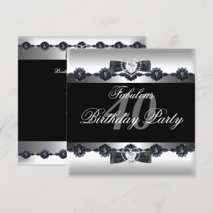 Invitation Fête d'anniversaire 40 ans Black White Fabulous 40