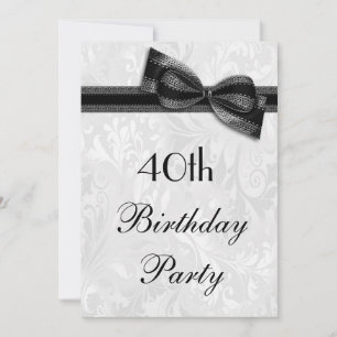 Invitation Fête d'anniversaire 40 ans Damassé et Nœud Faux