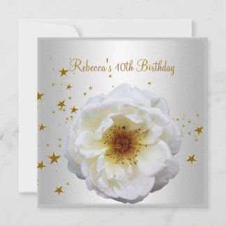 Invitation Fête d'anniversaire 40 ans Élégante Fleur blanche
