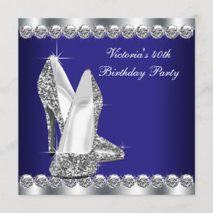 Invitation Fête d'anniversaire 40 ans femme bleu royal