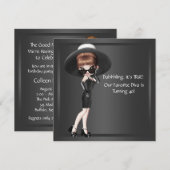 Invitation Fête d'anniversaire 40 ans femme diva noir amusant (Devant / Derrière)