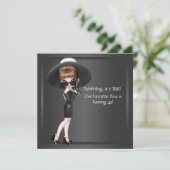 Invitation Fête d'anniversaire 40 ans femme diva noir amusant (Debout devant)
