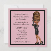 Invitation Fête d'anniversaire 40 ans femme diva noir amusant (Dos)