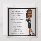 Invitation Fête d'anniversaire 40 ans femme diva noir amusant (Dos)