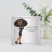 Invitation Fête d'anniversaire 40 ans femme diva noir amusant (Debout devant)