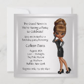 Invitation Fête d'anniversaire 40 ans femme diva noir amusant (Dos)