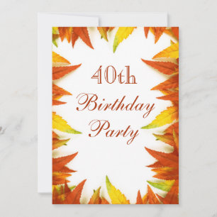 Invitation Fête d'anniversaire 40 ans Feuilles d'automne