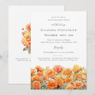 Invitation Fête d'anniversaire 40 ans Fleur du mois de naissa