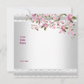 Invitation Fête d'anniversaire 40 ans Fleurs blanches et rose (Dos)