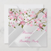 Invitation Fête d'anniversaire 40 ans Fleurs Blanches Et Rose (Devant)
