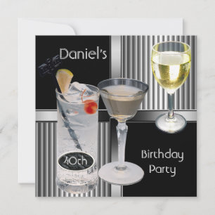 Invitation Fête d'anniversaire 40 ans Hommes Boissons Métal N
