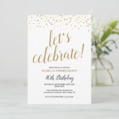Invitation Fête d'anniversaire 40 ans Moderne Chic Or (Debout devant)