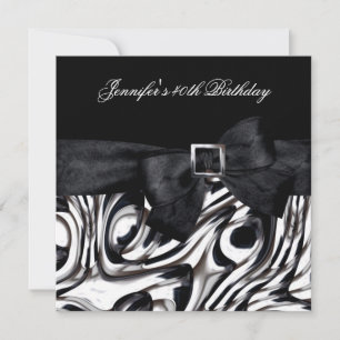 Invitation Fête d'anniversaire 40 ans Noir Blanc Abstrait Rub