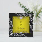 Invitation Fête d'anniversaire 40 ans Noir Chartreuse doré br (Debout devant)