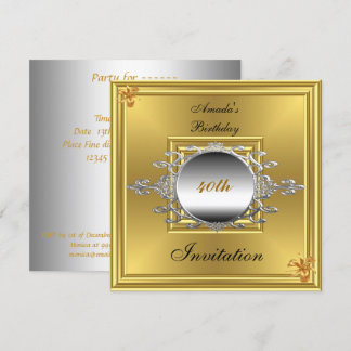 Invitation fête d'anniversaire 40 ans or argent