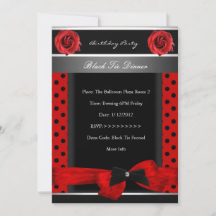 Invitation Fête d'anniversaire 40 ans Rose à tache rouge Crav