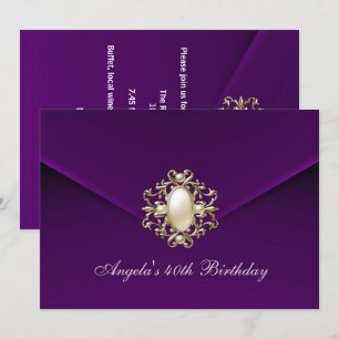 Invitation Fête d'anniversaire 40 ans Royal Dark Plum Velvet