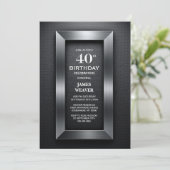 Invitation Fête d'anniversaire 40 ans Silver Border (Debout devant)