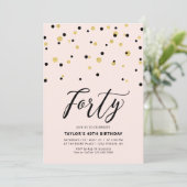 Invitation Fête d'anniversaire 40 ans simple rose et or (Debout devant)