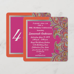 Invitation Fête d'anniversaire 40 ans Tangerine marocaine et