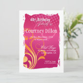 Invitation Fête d'anniversaire 40 ans Tourbillon Orange et Ro (Debout devant)