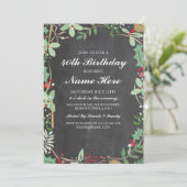 Invitation Fête d'anniversaire 40e 50e Rustic ChalK Berry Inv (Debout devant)