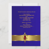 Invitation Fête d'anniversaire 40e Blue Faux Velvet Or rouge (Dos)