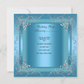 Invitation Fête d'anniversaire 40e Blue Silver Black Grey (Dos)