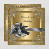 Invitation Fête d'anniversaire 40e Gold Silver Black Grey (Devant / Derrière)