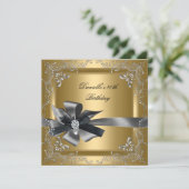 Invitation Fête d'anniversaire 40e Gold Silver Black Grey (Debout devant)