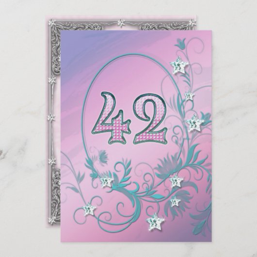 Invitation fête d'anniversaire 42 ans (Devant / Derrière)