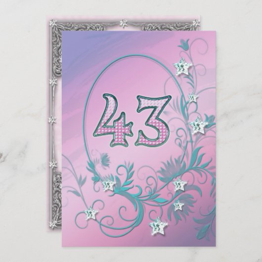 Invitation fête d'anniversaire 43 ans (Devant / Derrière)