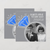 Invitation fête d'anniversaire 45 ans bague de saphir deux ph (Devant / Derrière)
